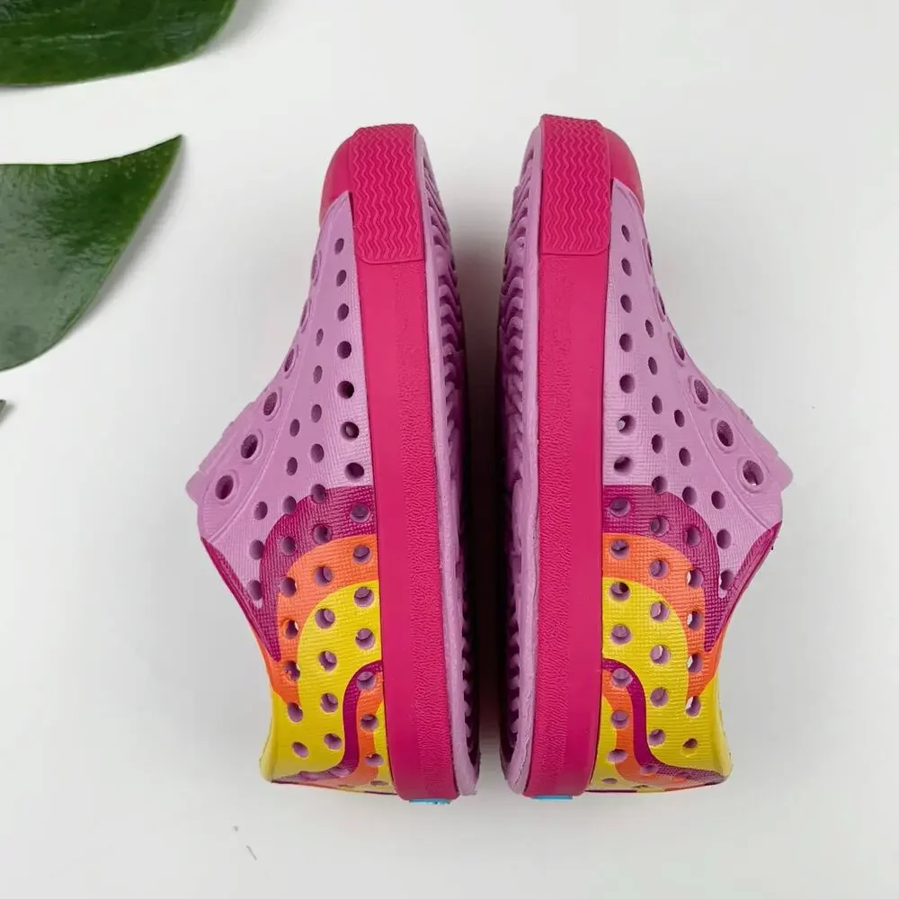 Native Jefferson Sugarlite Slip On Shoes Pink Abstract Sandals Kids Toddler C4